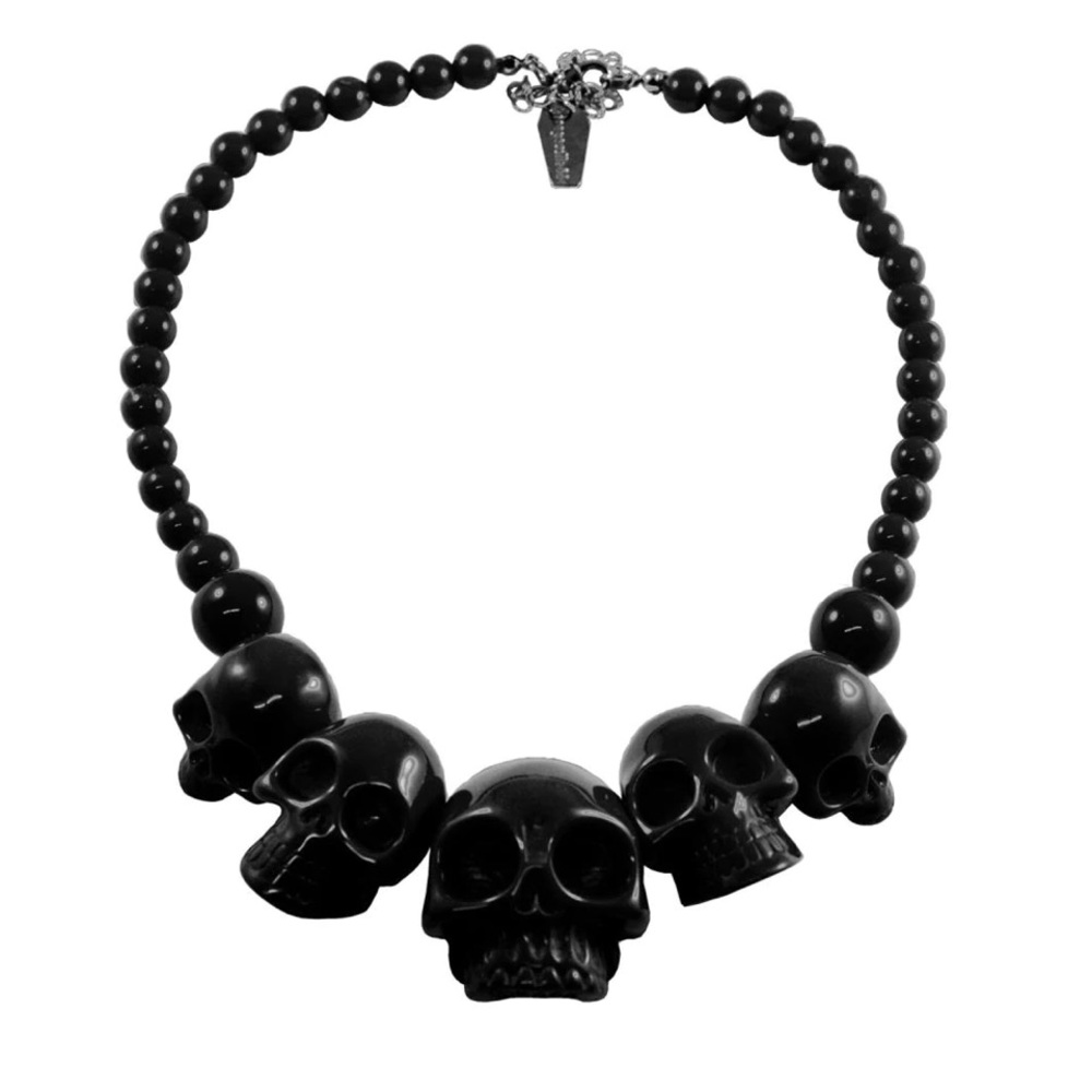 Skull Collection Black Resin Chunky Gothic Punk Necklace NWT